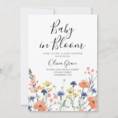 Baby in Bloom Wildflower baby shower Invitation Kaart (Voorkant)