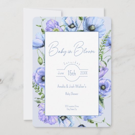 Baby in Bloom Wildflower Baby shower Invitation Kaart (Voorkant)