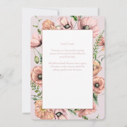 Baby in Bloom Wildflower Baby shower Invitation Kaart (Achterkant)