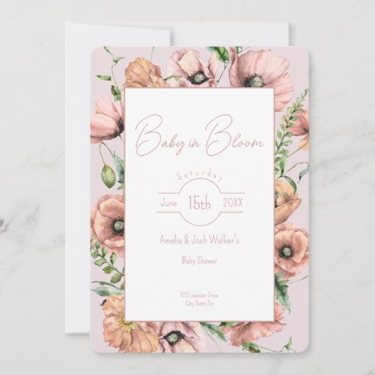 Baby in Bloom Wildflower Baby shower Invitation Kaart (Voorkant)