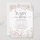 Baby in Bloom Wildflower Baby shower Invitation Kaart (Voorkant)