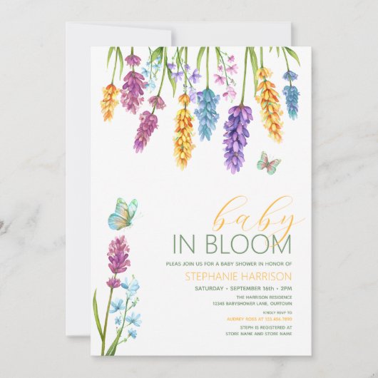 Baby in Bloom Wildflower Baby shower Kaart (Voorkant)