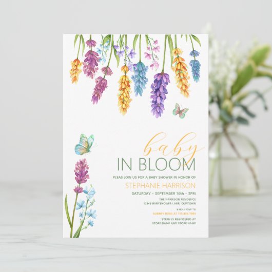 Baby in Bloom Wildflower Baby shower Kaart (Staand voorkant)