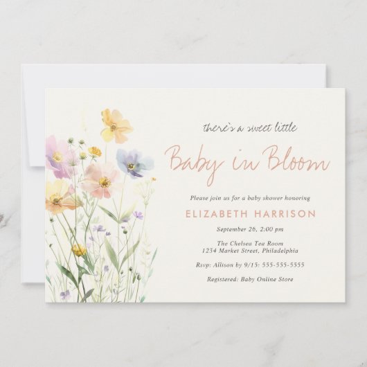 Baby in Bloom Wildflower Baby shower Kaart (Voorkant)