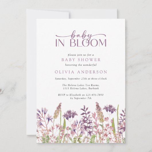 Baby in Bloom Wildflower Baby shower Kaart (Voorkant)