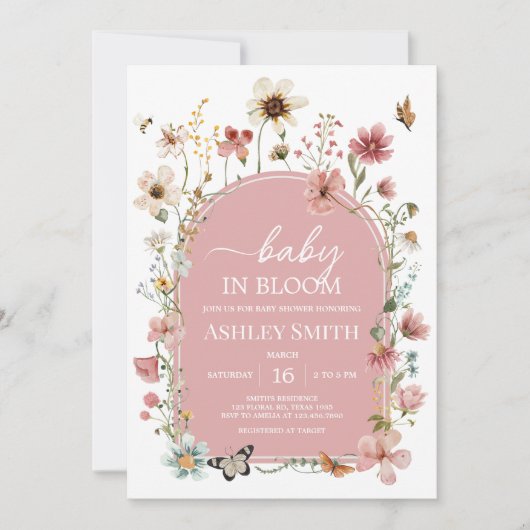 Baby in Bloom Wildflower Baby shower Kaart (Voorkant)