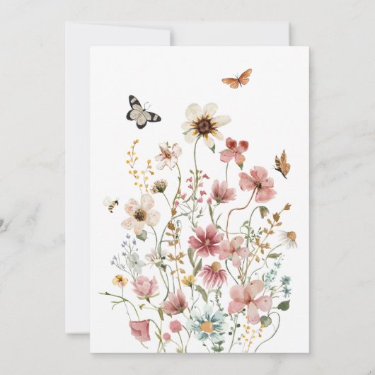 Baby in Bloom Wildflower Baby shower Kaart (Achterkant)