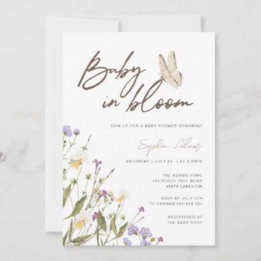 Baby in Bloom Wildflower Baby shower Kaart (Voorkant)