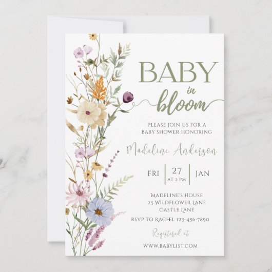 Baby in Bloom Wildflower Baby shower Kaart (Voorkant)