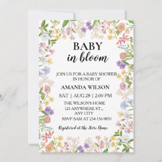Baby in Bloom Wildflower Baby Shower Kaart