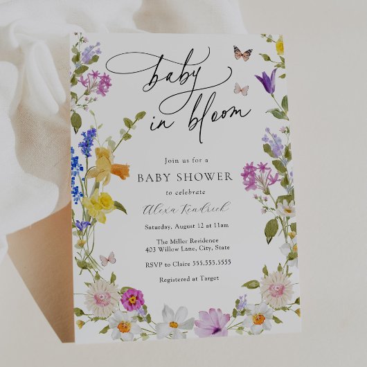 Baby in Bloom Wildflower Baby shower Kaart