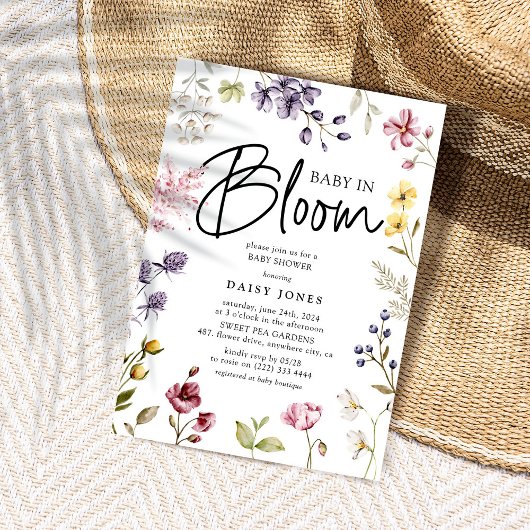 Baby in Bloom Wildflower Baby shower Kaart