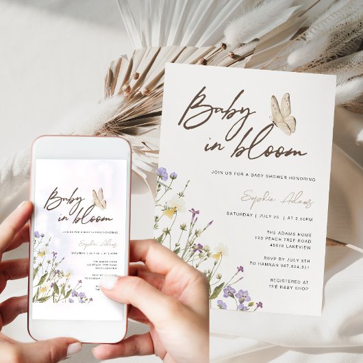 Baby in Bloom Wildflower Baby shower Kaart