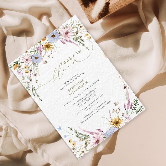 Baby in bloom Wildflower Baby shower Kaart
