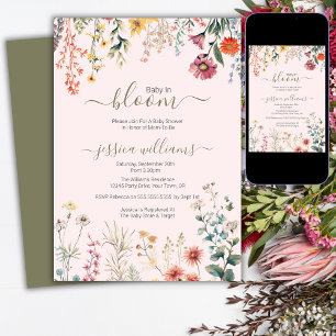 Baby in Bloom Wildflower Baby shower Kaart