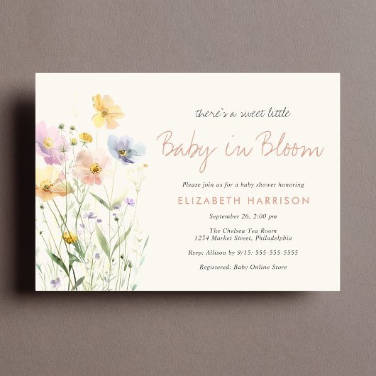 Baby in Bloom Wildflower Baby shower Kaart