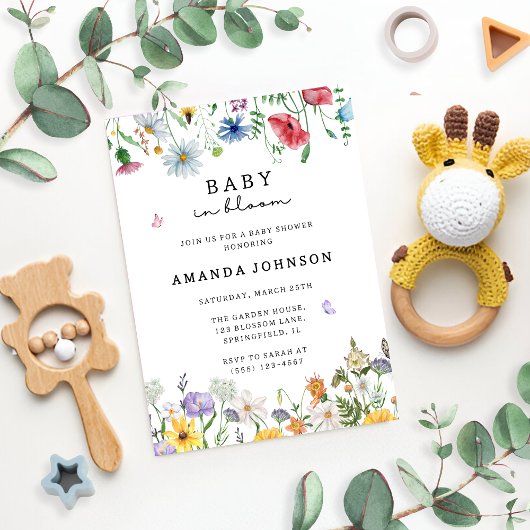 Baby in Bloom Wildflower Baby shower Kaart