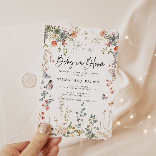 Baby in Bloom Wildflower Baby shower Kaart