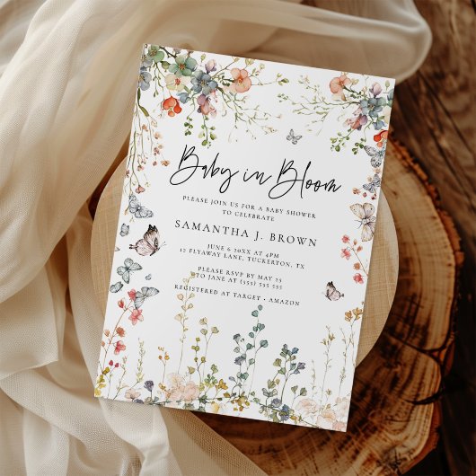 Baby in Bloom Wildflower Baby shower Kaart