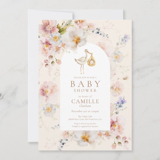 Baby in Bloom Wildflower Baby shower Kaart (Voorkant)