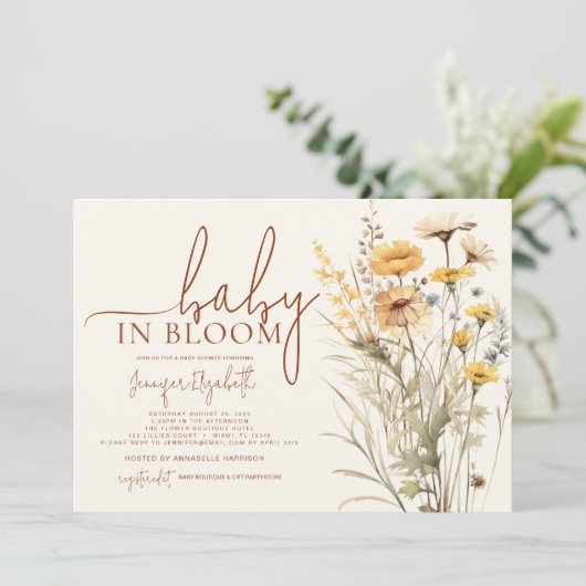 Baby in Bloom Wildflower Baby shower Kaart (Staand voorkant)