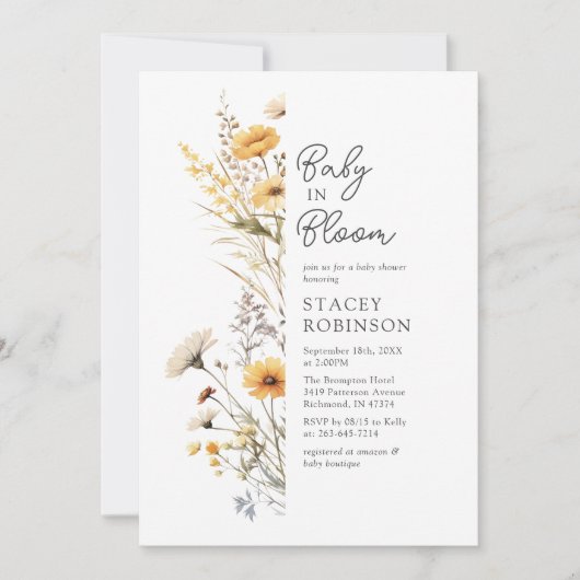 Baby in Bloom Wildflower Baby shower Kaart (Voorkant)