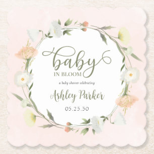 Baby in Bloom Wildflower Baby shower Kartonnen Onderzetters