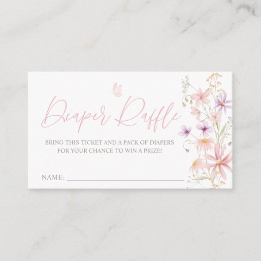 Baby In Bloom Wildflower Baby shower Luier Raffle Informatiekaartje (Voorkant)