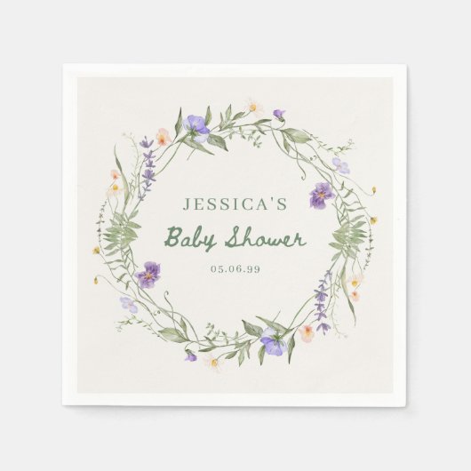 Baby in Bloom Wildflower Baby Shower Napkins Servet (Voorkant)