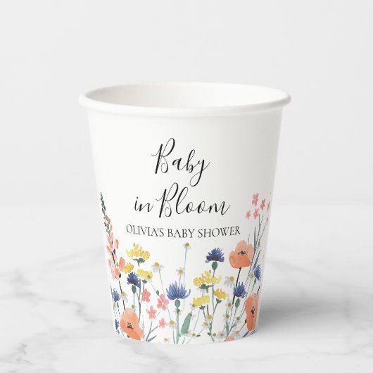 Baby in Bloom Wildflower baby shower Papieren Bekers (Voorkant)