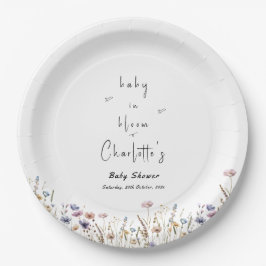 Baby in Bloom Wildflower Baby shower Papieren Bordje