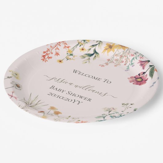 Baby in Bloom Wildflower Baby shower Papieren Bordje (Gekanteld)