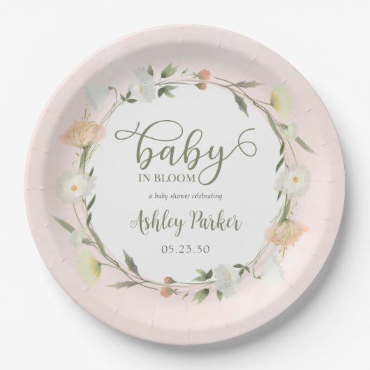 Baby in Bloom Wildflower Baby shower Papieren Bordje (Voorkant)