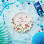 Baby in Bloom Wildflower baby shower Papieren Bordje (Feest)