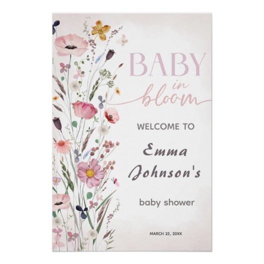Baby in Bloom Wildflower Baby shower Perfect Poster (Voorkant)