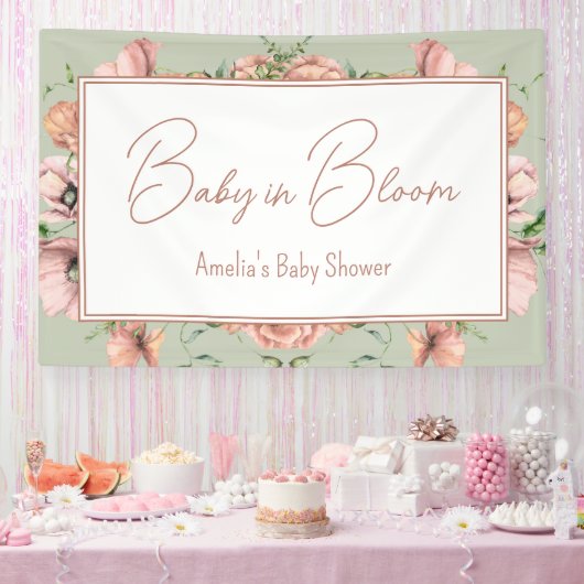 Baby in Bloom Wildflower Baby Shower Photo Wall Spandoek (Feest)
