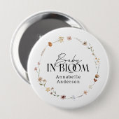Baby in bloom wildflower baby shower ronde button 4,0 cm (Voorkant /achterkant)