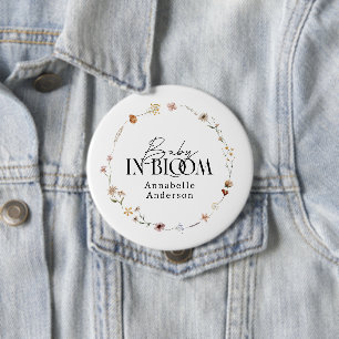 Baby in bloom wildflower baby shower ronde button 4,0 cm