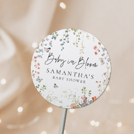 Baby in Bloom Wildflower Baby shower Ronde Sticker