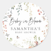 Baby in Bloom Wildflower Baby shower Ronde Sticker (Voorkant)