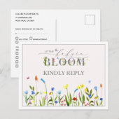 Baby in Bloom Wildflower Baby shower RSVP Briefkaart (Voorkant / Achterkant)