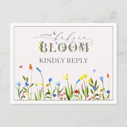 Baby in Bloom Wildflower Baby shower RSVP Briefkaart (Voorkant)