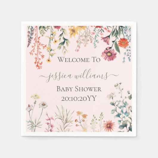 Baby in Bloom Wildflower Baby shower Servet (Voorkant)