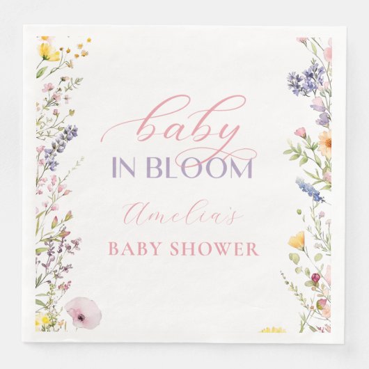 Baby in Bloom Wildflower Baby shower servetten (Voorkant)
