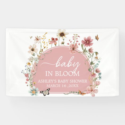 Baby in Bloom Wildflower Baby shower Spandoek (Horizontaal)