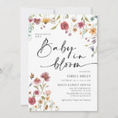 Baby in Bloom, Wildflower Baby shower Uitnodiging (Voorkant)