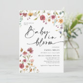 Baby in Bloom, Wildflower Baby shower Uitnodiging (Staand voorkant)