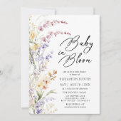 Baby in Bloom Wildflower Baby shower Uitnodiging (Voorkant)