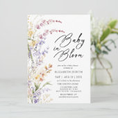 Baby in Bloom Wildflower Baby shower Uitnodiging (Staand voorkant)