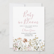 Baby in Bloom Wildflower baby shower uitnodiging